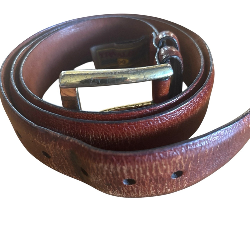 Trafalgar Mens Leather Belt Size 34 Glazed Capra Handmade in USA Classic Office‎